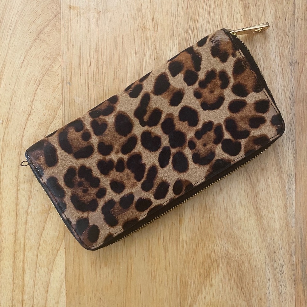 J Crew Leopard Print Leather Wallet